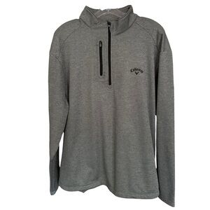 Callaway Mens Fleece Lined Long Sleeve 1/4 Zip Pullover Gray Pockets Sz XL